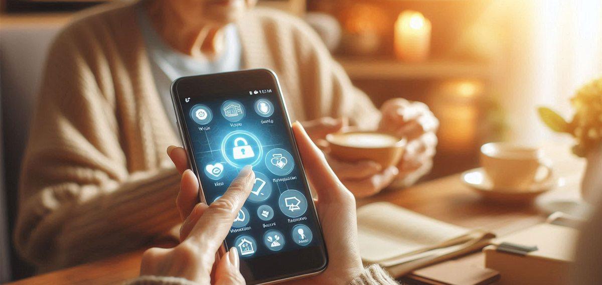 caregiver using phone