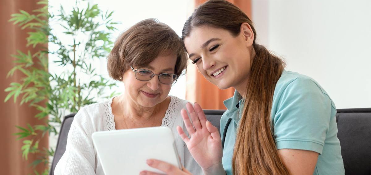 caregiver communicating